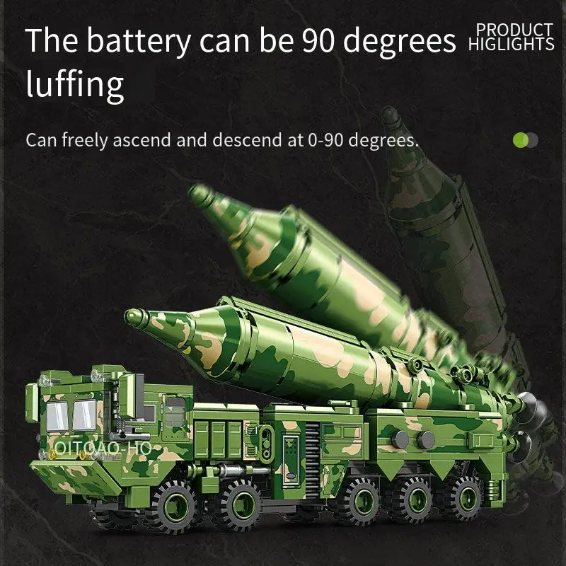 

Military tank model building block set, detachable assembly missile vehicle building block kit, boys' toy gift