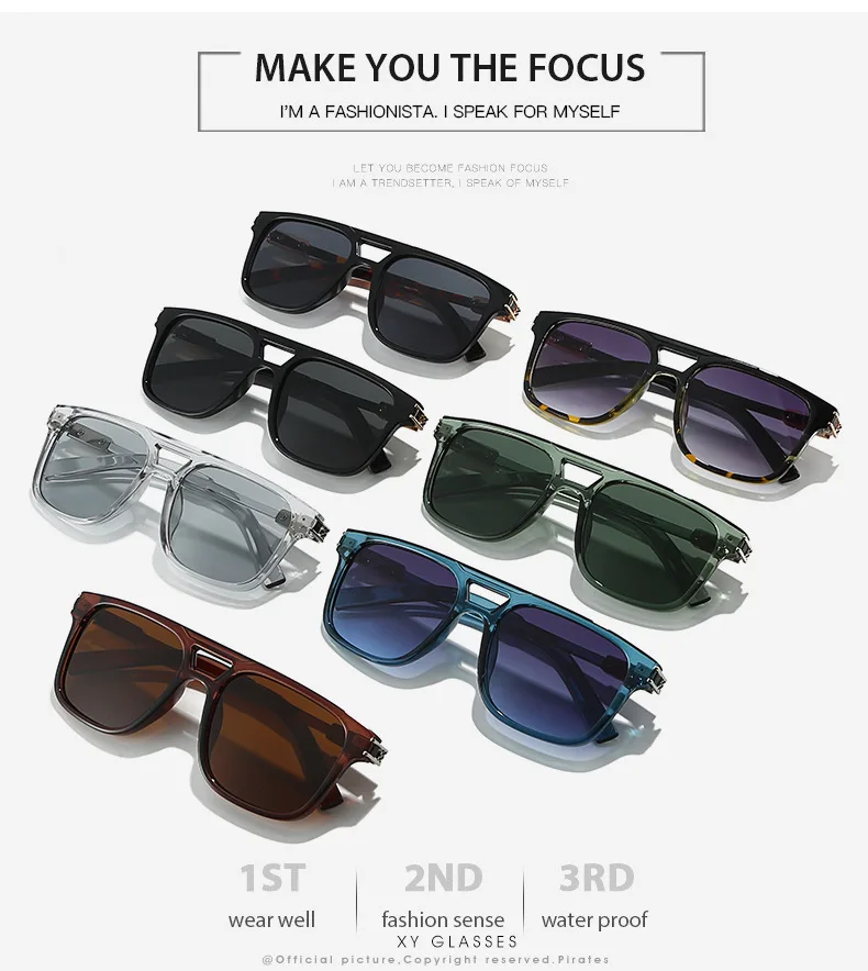 2025 neue Doppelstrahl-Quadrat-Sonnenbrille, Markendesigner, Gitter, Mode, Fahren, Reisen, Urlaub, Sonnenschutz, Brille, Oculos – Detail 3