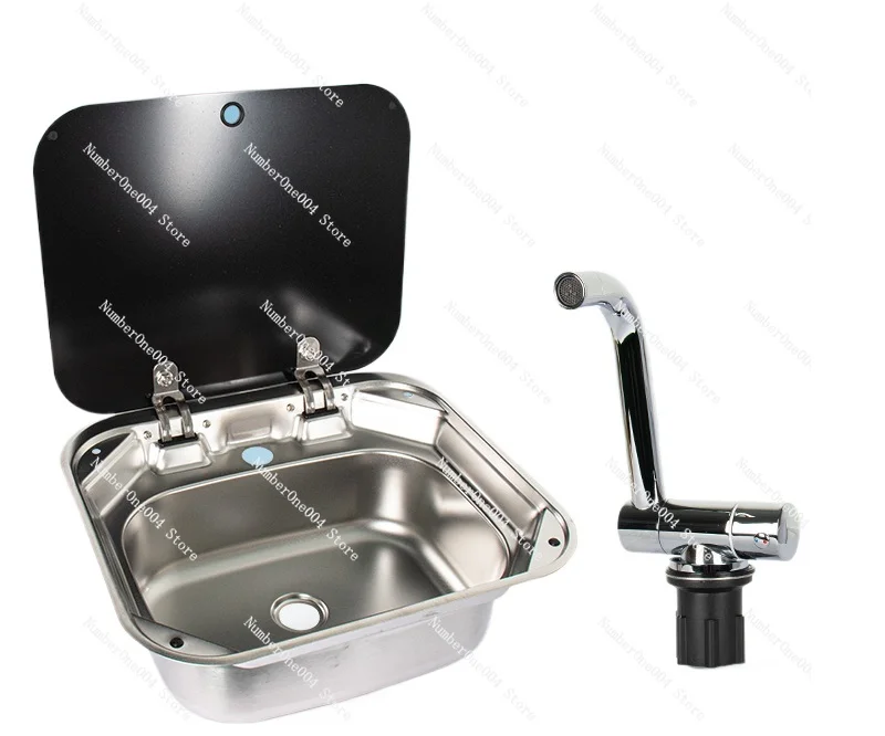 Sink with Lid Kitchen Wash Basin Vegetable Washing Sink Folding Flip Single Sink Stainless Steel Square Basin