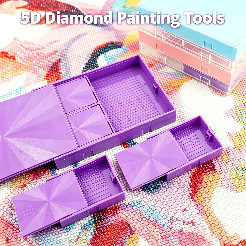Stackable Anti-Spill Diamond Painting Bead Sorting Tray Set with Lids, Multi-size Drill Storage Box，Tools for DIY Art Lovers