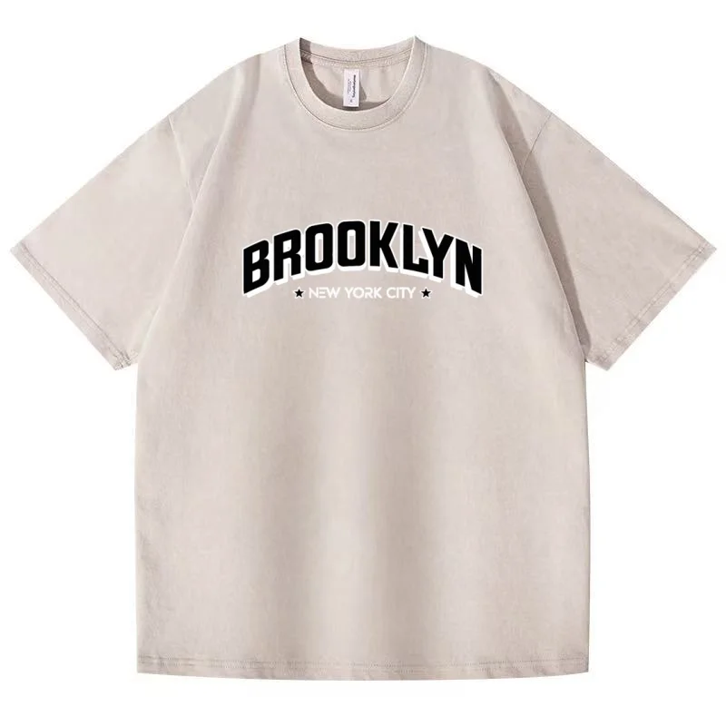 Men's and Women's Street Trendy T-shirt Retro Washed Printed T-shirt Round Neck Breathable T-shirt Cotton Fun T-shirt