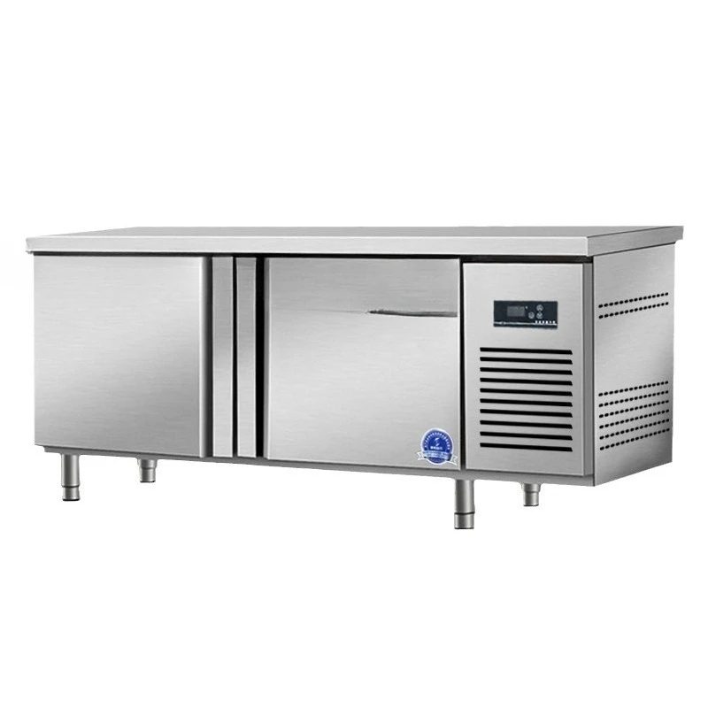 

Commercial fresh-keeping workbench, double-temperature refrigerated milk tea shop stainless steel console, freezer ice cr