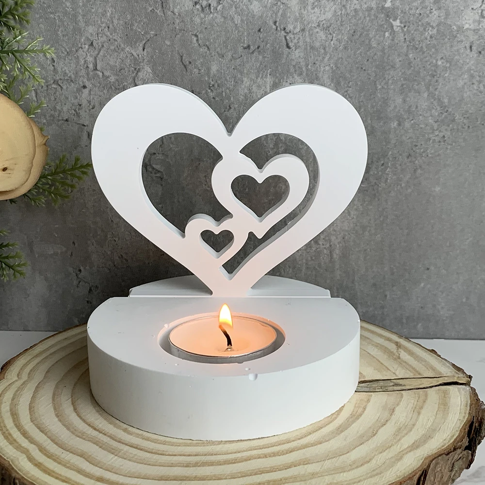 3D Hollow Heart Candle Decoration Ornaments Love Candlestick Plaster Mold DIY Silicone Mold Easter Gift Handmade Home Decoration