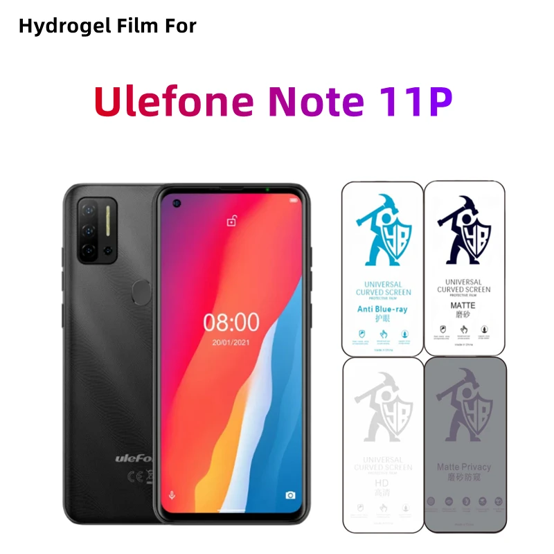 2pcs Matte Hydrogel Film For Ulefone Note 11P HD Screen Protector For Ulefone Note 11P Eye Care Anti Spy Matte Protective Film