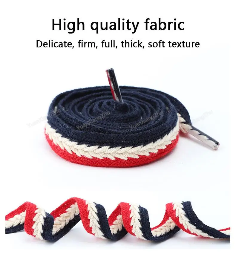 100 cm flache Schnürsenkel, rutschfest, verschleißfest, aus reiner Baumwolle, für Damen und Herren, für Sneaker, Schuhzubehör, Schnürsenkel – Detail 5