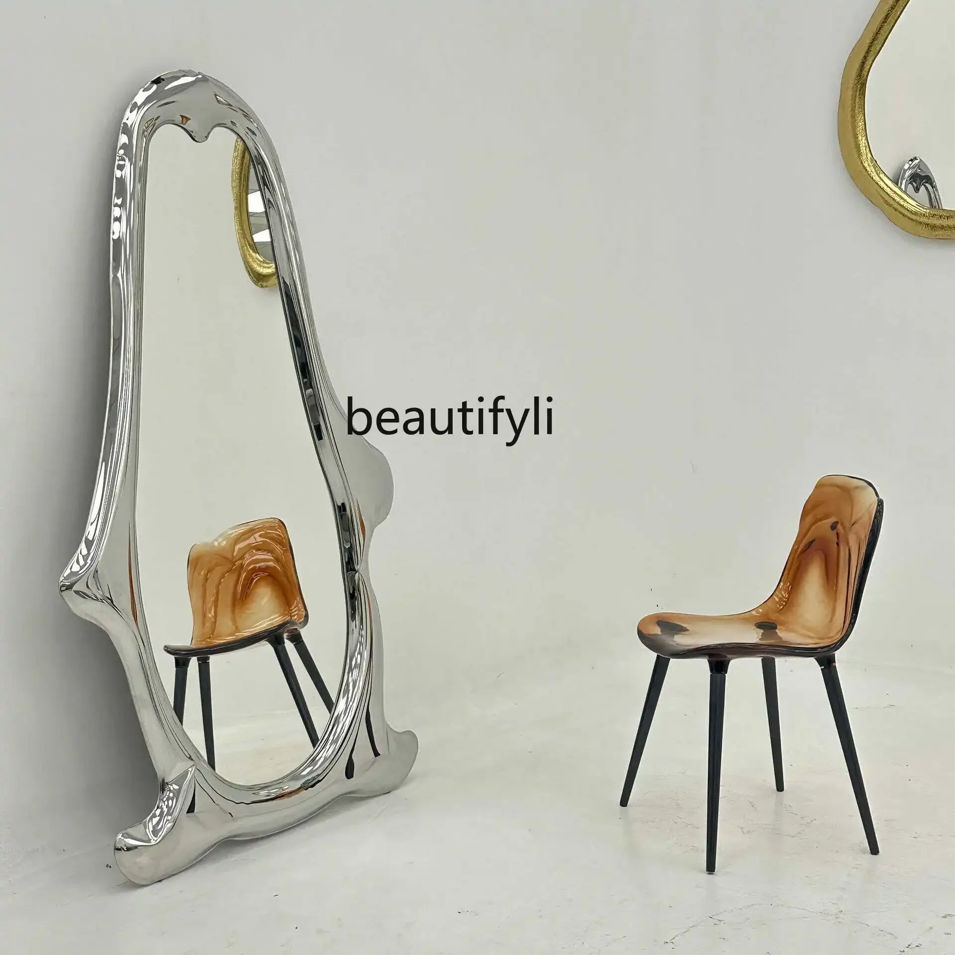 

Modern designer creative light luxury cute full body mirror cartoon penguin full-length mirror home bedroom floor mirror