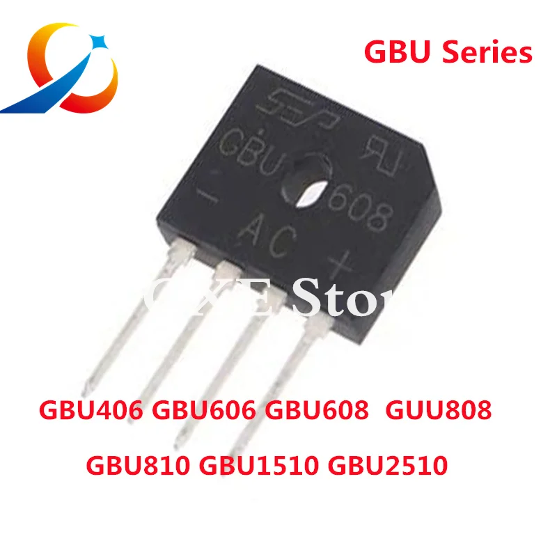 5pcs Bridge Rectifiers GBU408 GBU610 GBU805 GBU806 GBU808 GBU1006 GBU1010 GBU1510 GBU2506 GBU2510 GBU3510 10A 25A 35A 50A NEW