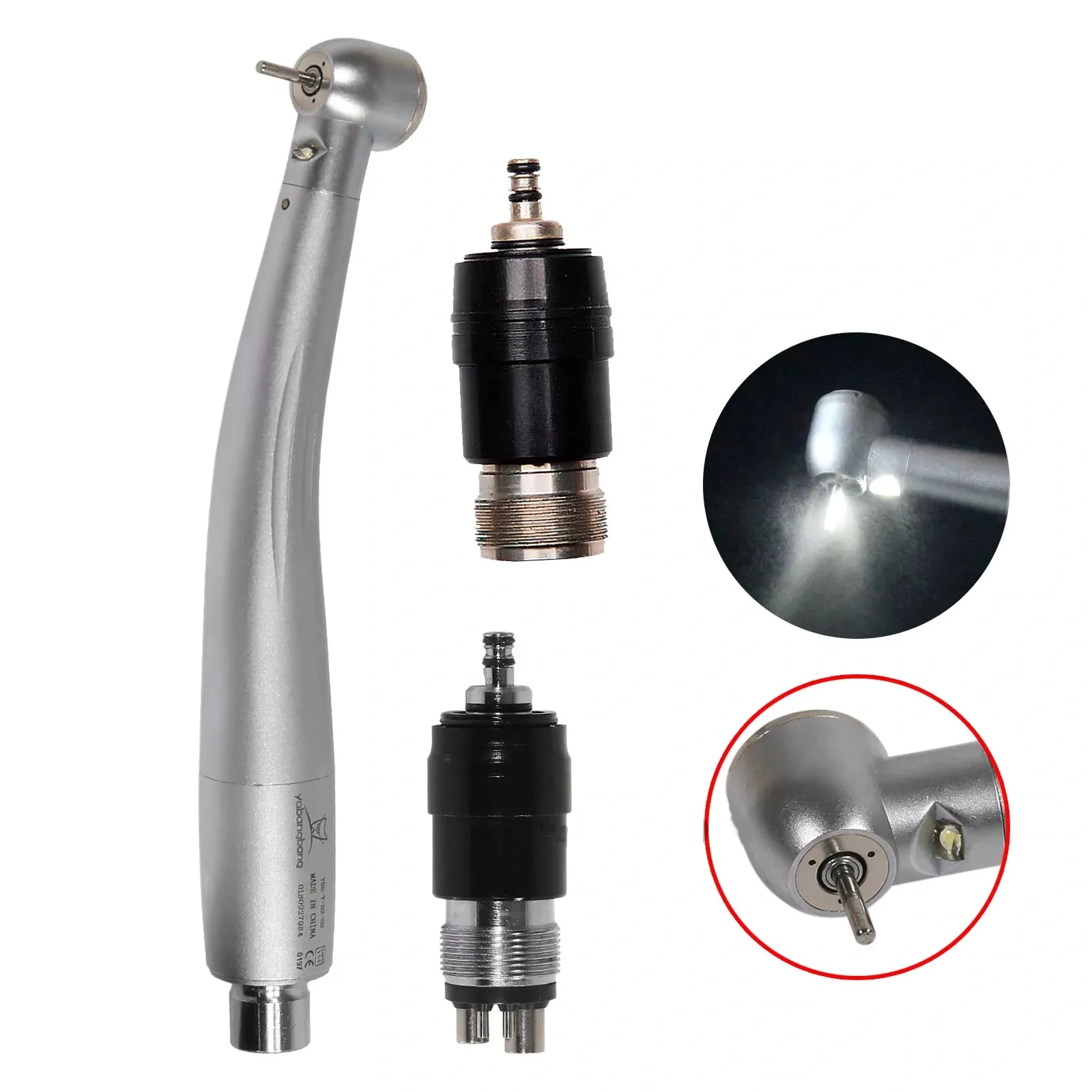 

Dental Big Head LED E-generator High Speed Handpiece Triple Spray Air Turbine fit NSK QD-J 2/4 Hole Coupler