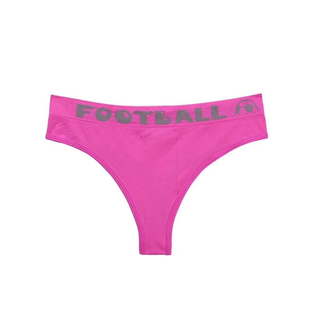 Football Letter Solid Color Seamless Thong Women Comfortable Panties Middle Waist Panties Sport Underwear Female Lingerie