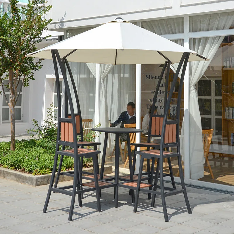

Awning pendulum set Aluminum alloy bar Outer square bar Waterproof chair combination Open-air bar with table chairs
