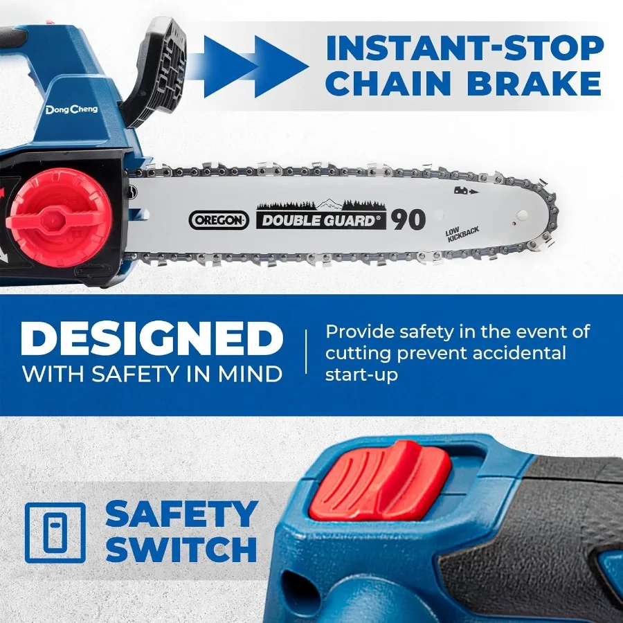 Gergaji Mesin Tanpa Kabel Tanpa Sikat 12 Inci Bertenaga Baterai 20V dengan 2 Baterai 4000mAh untuk Pemotongan Kayu dan Pemangkasan Pohon yang Efisien