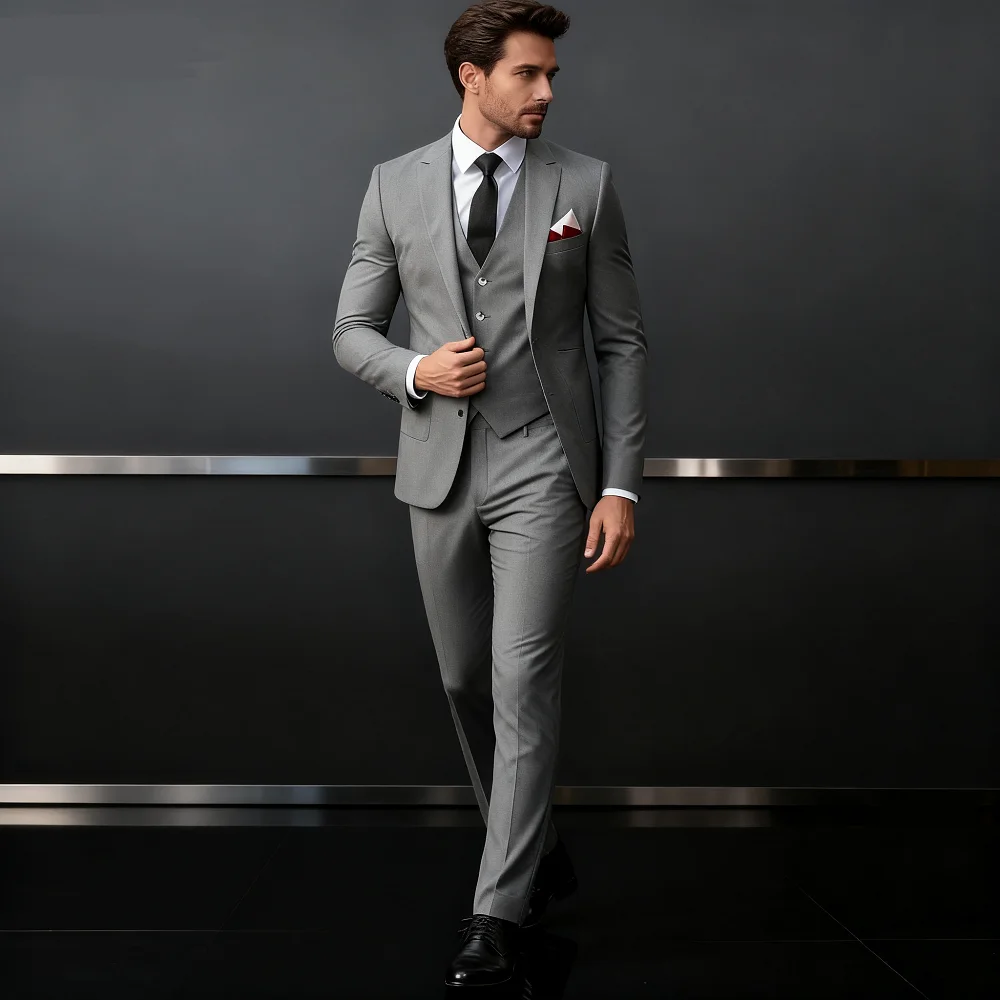 

Novo empoeirado rosa ternos masculinos 3 peças para casamento feito sob medida único breasted fino ajuste roupas masculinas (jaq