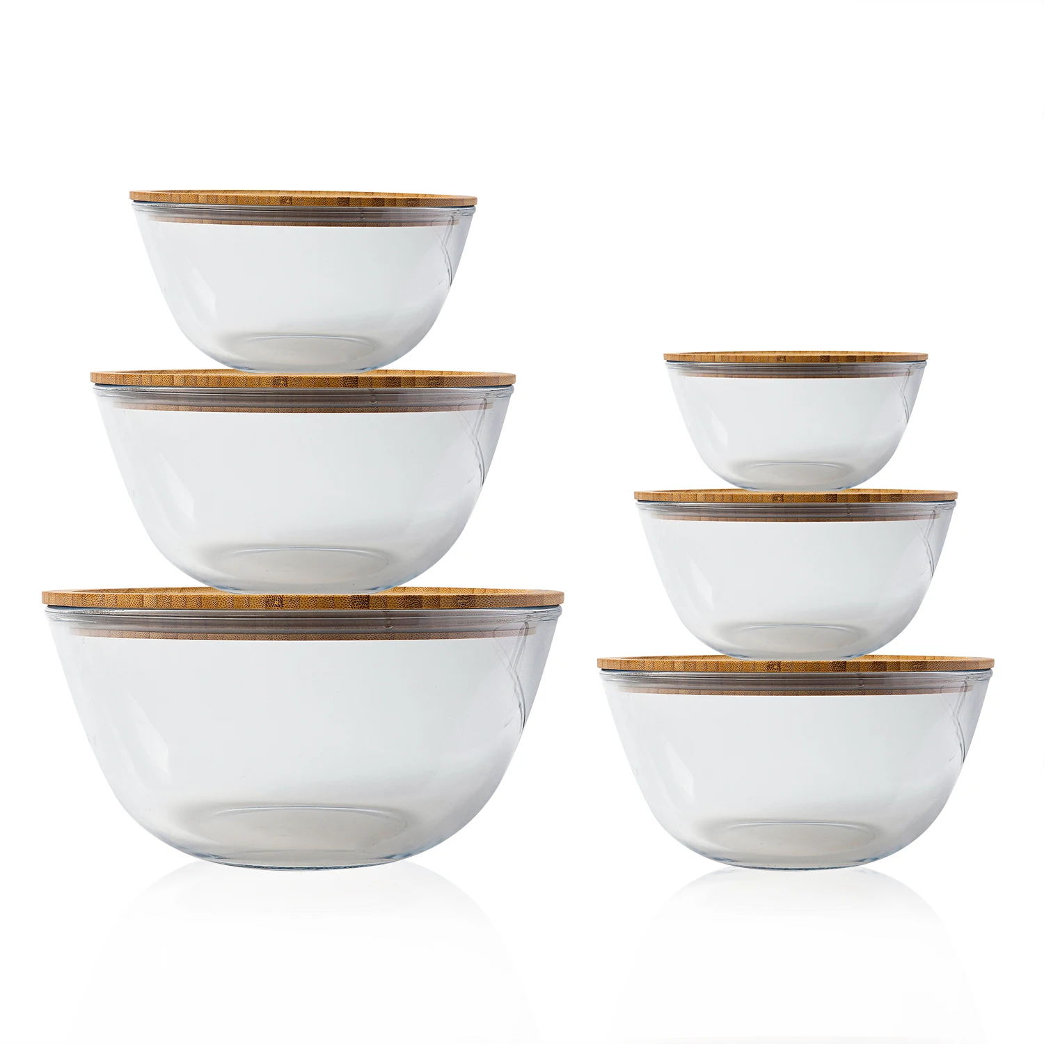 

New arrivals heat resistant glass bowl with bamboo lid fancy salad bowl