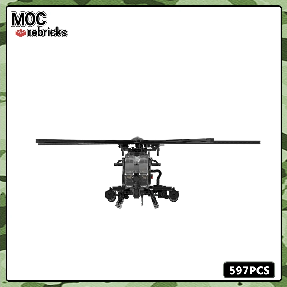 MOC Military Series Famous Games MH-6 Little Bird Helicopterts Building Block Model Set DIY Boy Toys Hobbies Holiday Gifts