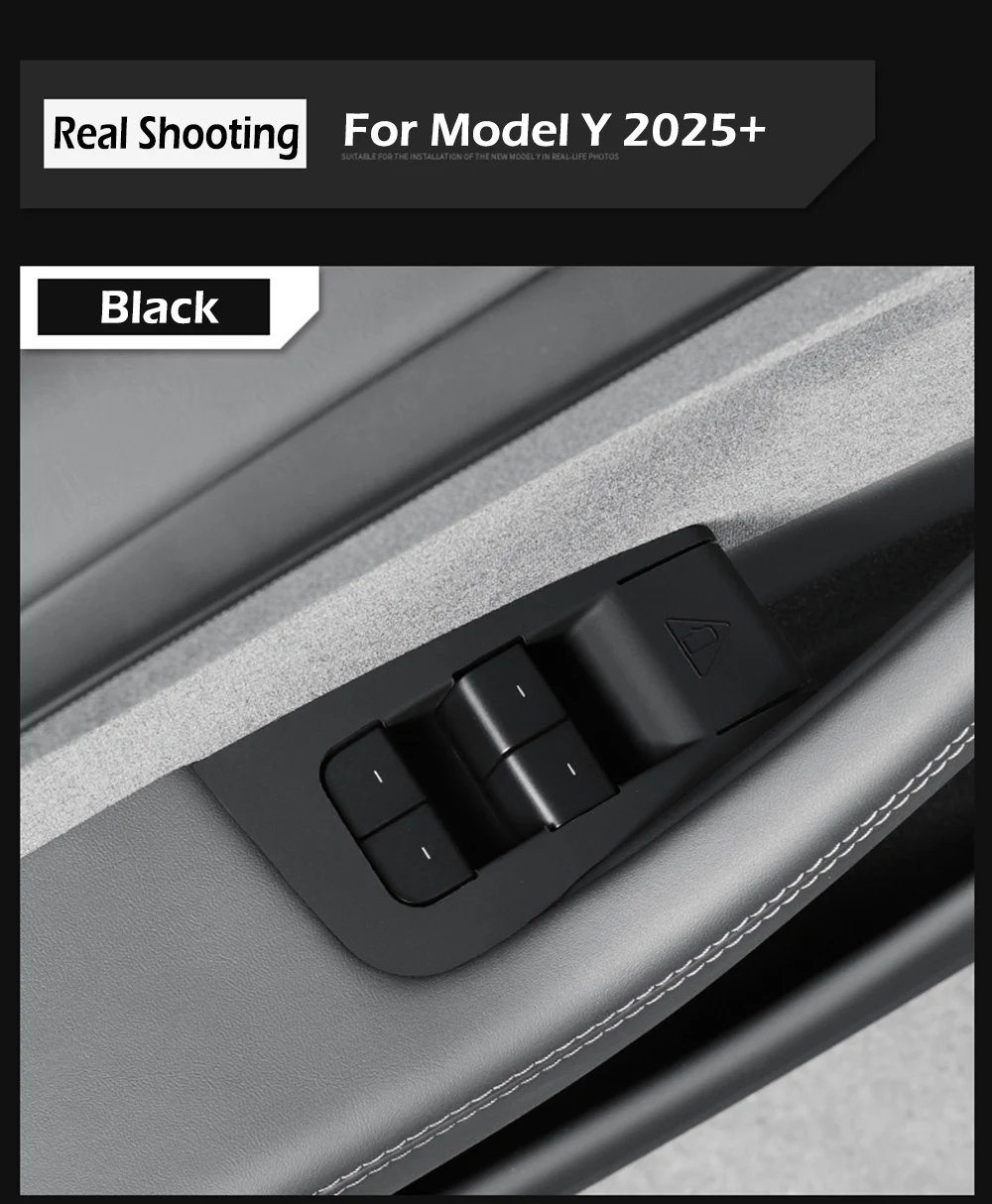 Weiße Fensterheber-Schalterabdeckung für Tesla Model Y Juniper 2026 2025 Innenraum-Zierleisten Aufkleber Zubehör 4 Stück – Detail 9