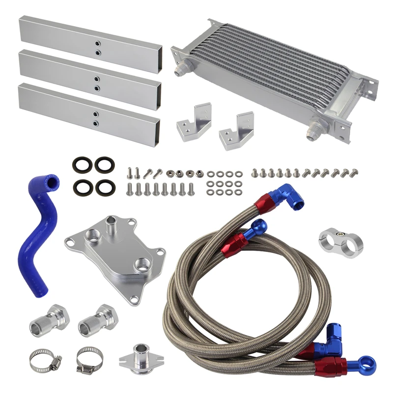 13 /16 Rows AN8 8-AN Oil Cooler Kit for VW Golf MK7 GTI/R VII 2.0L Audi A3/S3 8V Tiguan Skoda Octavia 2012+ EA888 Gen.3 Aluminum