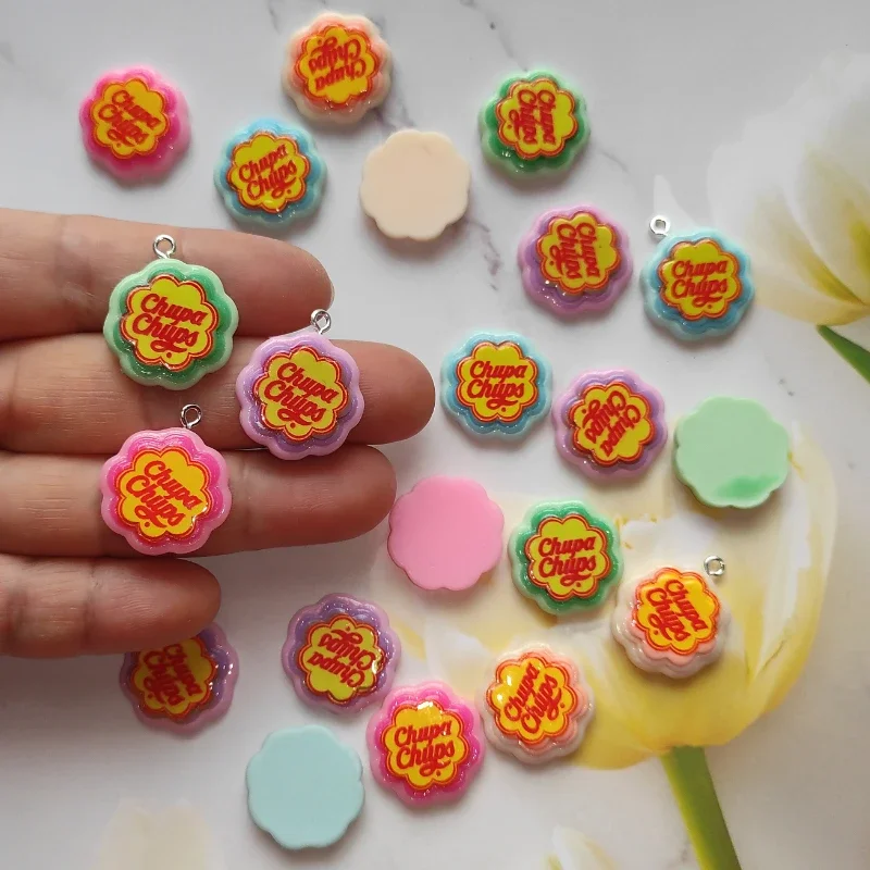 10pcs Colorful Candy Charms Cute Flower Candy Pendants Flat Back Cabochon Craft DIY Jewelry Making Bracelet Earrings Accessories