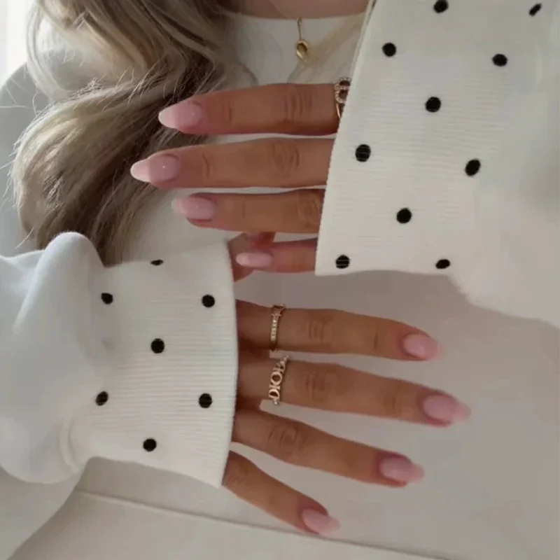 2026 Neuer Damen-Hoodie mit Polka-Dot-Detail, Oversized-Sweatshirt, Locker Sitzender Pullover mit Kängurutasche, Lässige Streetwear-Herbst-Oberteile – Detail 7