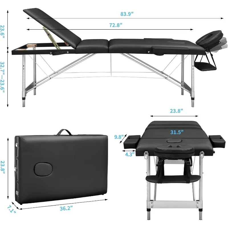 Mesa de masaje cama de pestañas portátil: Cama de spa plegable para terapia física, cama de tatuaje esteticista