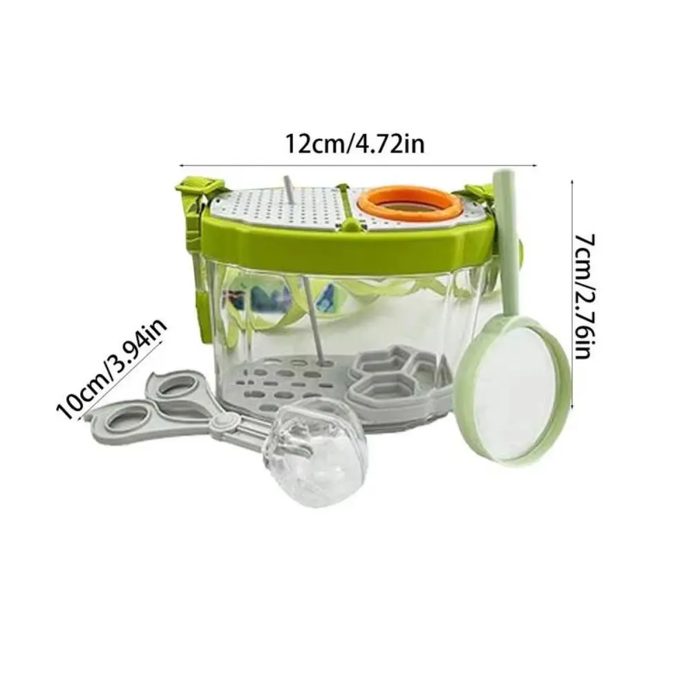 5X แว่นขยายแมลง Observation กล่องชุด Breathable Anti-escape Silkworms Breeding TANK มัลติฟังก์ชั่นที่ถอดออกได้