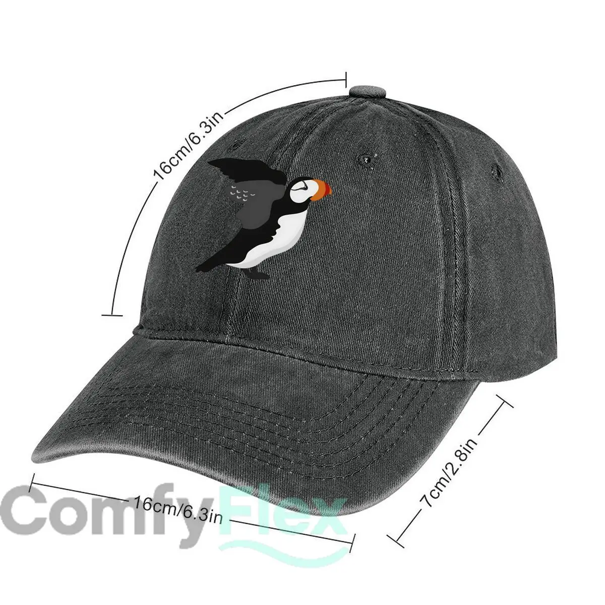 Puffin Bird Orange Beak Design Baseball Cap Men Women Distressed Washed Sun Cap Outdoor Workouts Hat