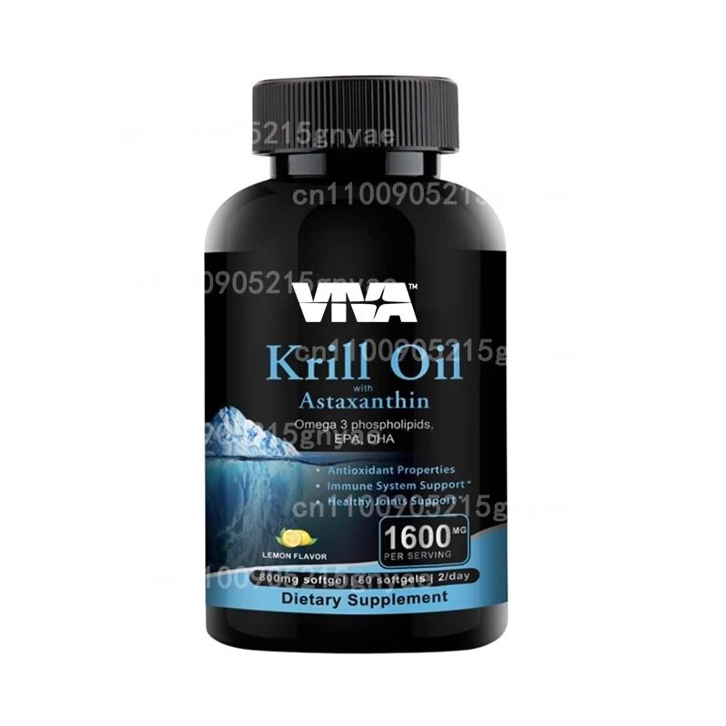 

Antarctic Krill Oil 500mg Phospholipid Supplement, EPA/DHA Omega 3 and Astaxanthin Non GMO-60 Capsules