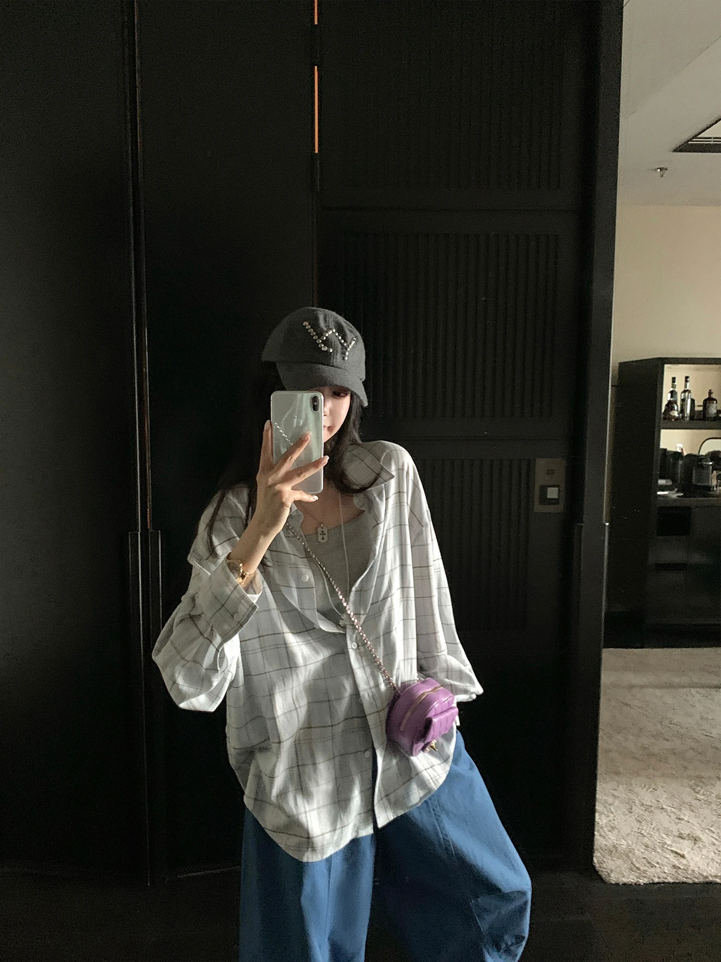 

Loose Retro Plaid Cotton Linen Blend Shirt Embroidered Breathable Comfortable Women's Long Sleeve Button up Spring Fashion