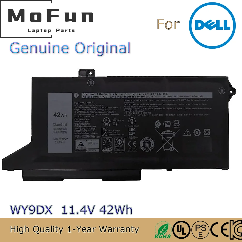 

Brand New Original WY9DX 11.4V 42Wh Laptop Battery for Dell Latitude 5420 5520 Precision 15 3560 RJ40G 01K2CF 075X16