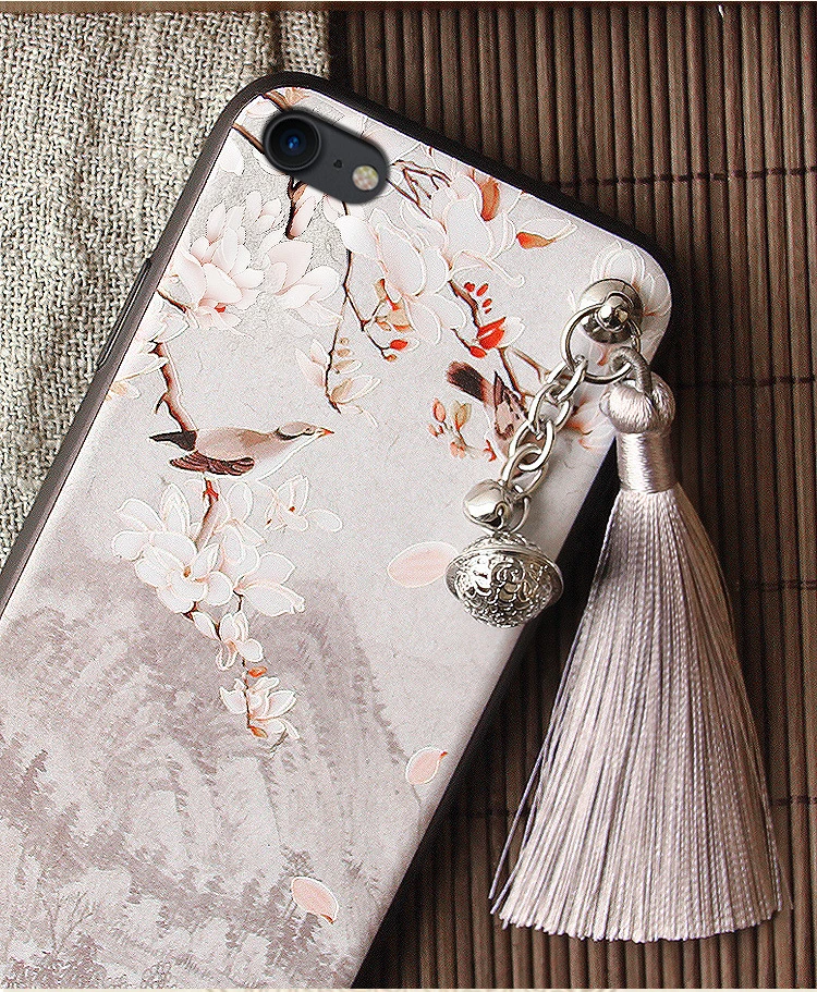 3D Relief Case for iPhone 13 12 11 Pro Max Mini XS XR X 7 8 6S Plus SE 2020 Case Emboss Tassel Bell Anti-knock Soft Cover Shell