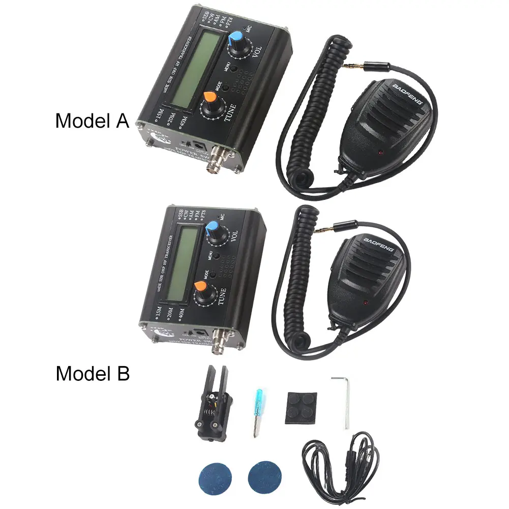 5W USDX Transceiver with Handheld Microphone 3-Band All Mode HF Transceiver Radio Transceiver Supporting 15M 20M 40M Bands