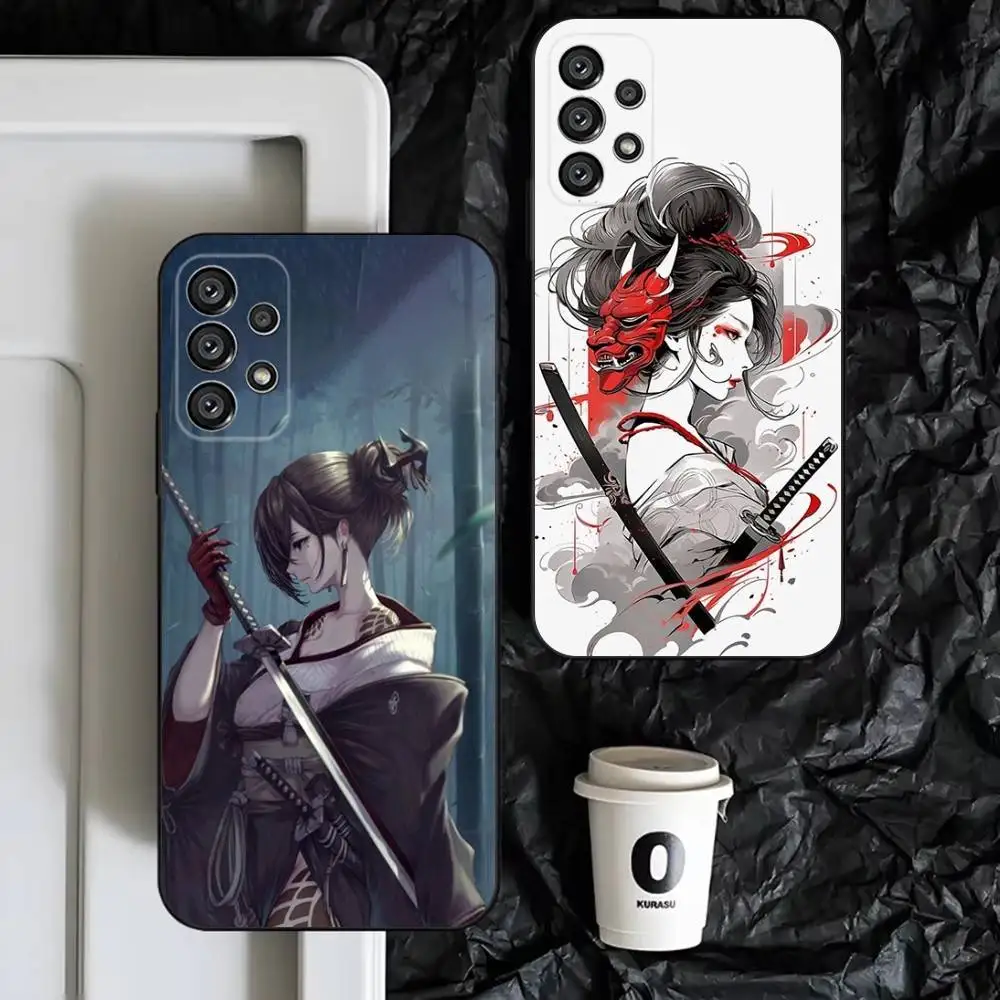 

Samurai Warrior Geisha Phone Case For Samsung S25,S24,S23,S22,S21,S20,S10,Ultra,Plus,Lite,FE,Soft Silicone Black Cover