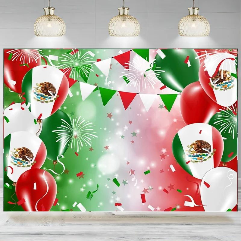 

Mexican Independence Day Backdrop Flag Fiesta Photography Background Photo Props Independence Day Party Decoration Banner