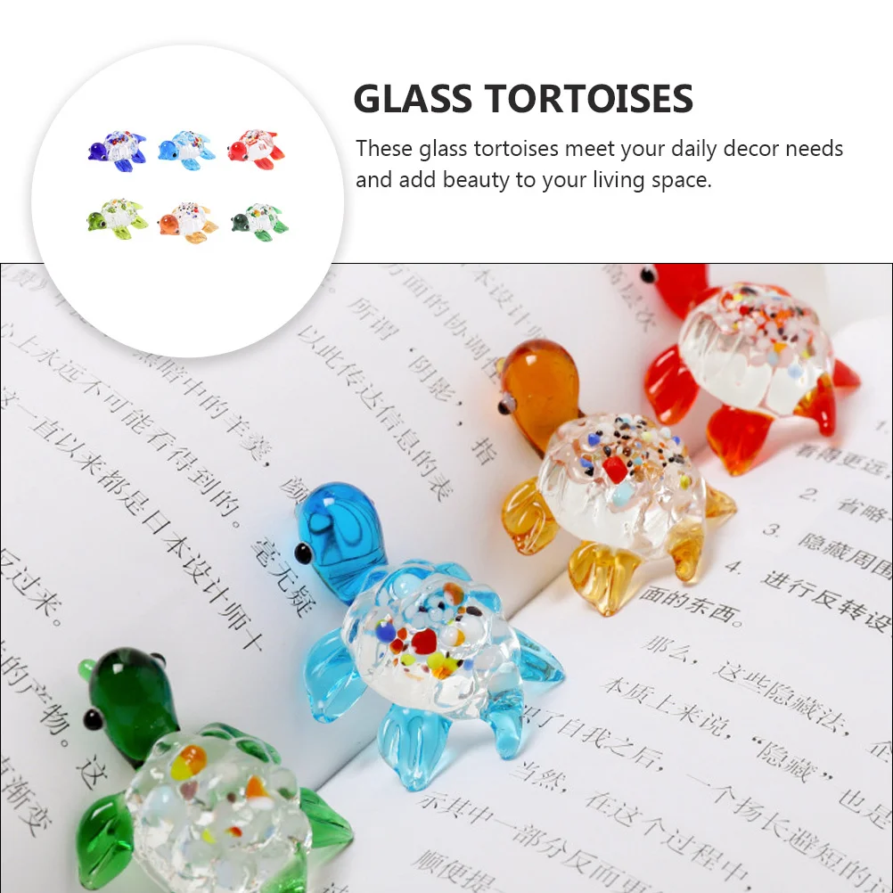 

6Pcs Polished Colorful Glass Turtle Adornments Garden Decoration Aquarium Fish Tank Ornaments Eco Friendly Safe