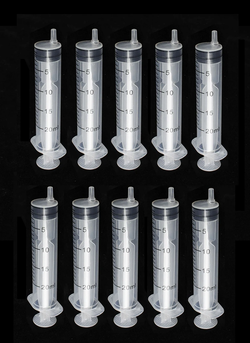 20ml/cc, Luer Lock Syringes Sterilized Individually Wrapped Disposable Plastic Syringes with No Needle for Lab use