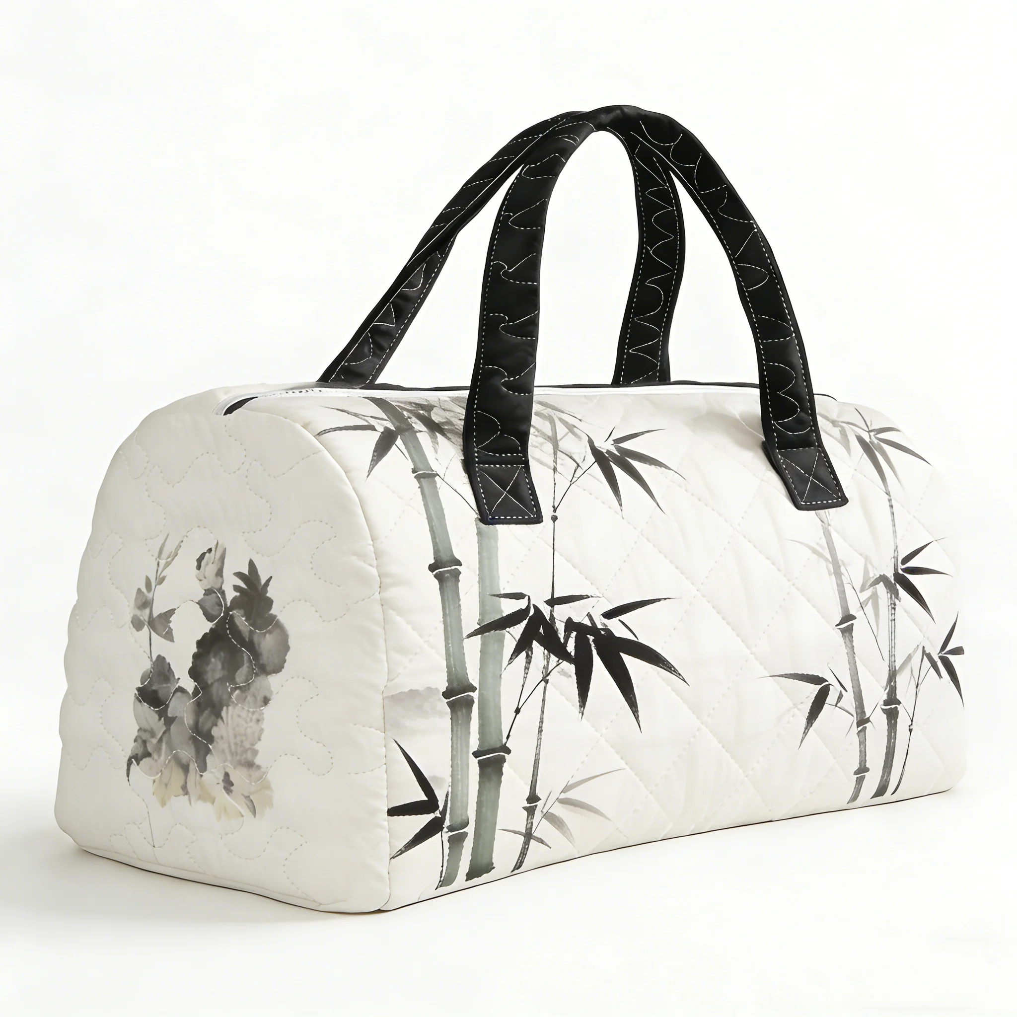 

Bamboo Retro Quilted Duffle Bag Cmping Travel Tote Men Women Picnic Unique Fashion Handbag Bag