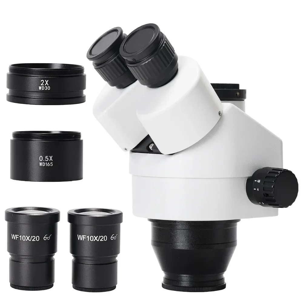 7-45 times white trinocular binocular microscope lens head continuous zoom assembly accessories