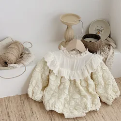 Autumn Newborn Baby Girls Clothes Lace Collar Toddler One Piece Full Sleeve Infant Girls Bodysuits