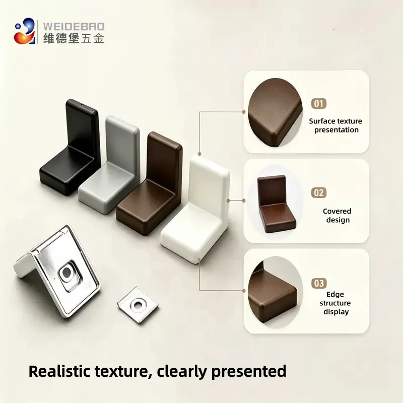 10/20PCS Right-angle fixed angle bracket, with cover L-shaped cover plate, suitable for wooden shelves, chairs and cabinets