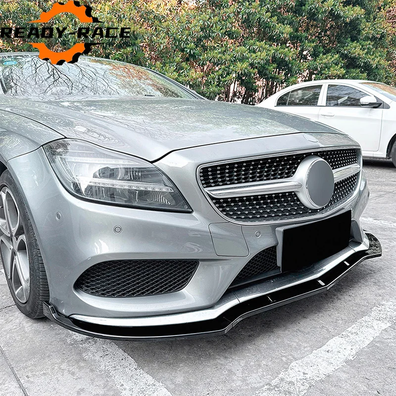 For Mercedes Benz CLS Class C218 X218 CLS400 CLS550 AMG Line 2014-2017 3PCS Car Front Bumper Lip Lower Body Splitter Protector