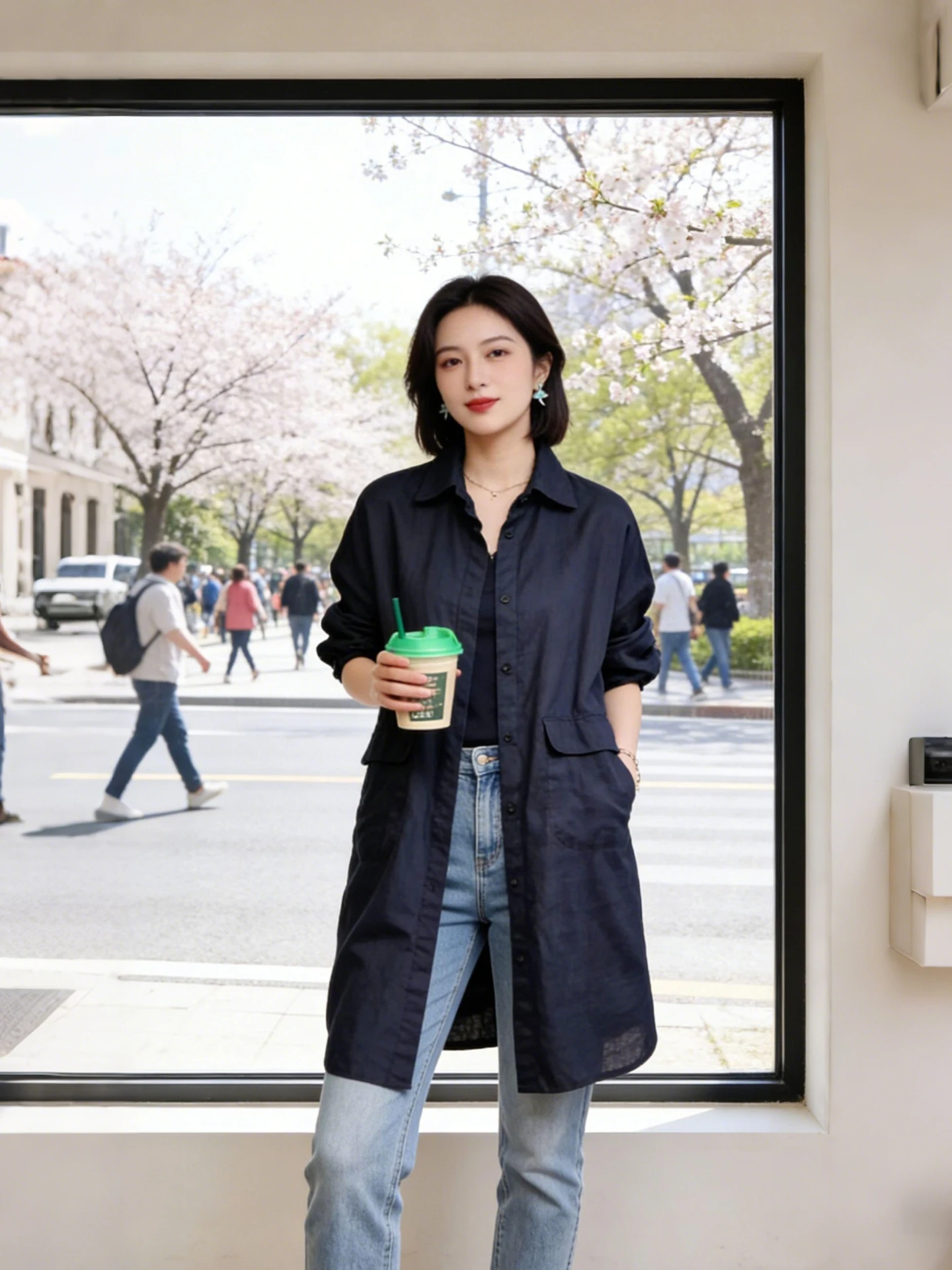 

Женская черная повседневная комфортная свободная рубашка с модным дизайном, весенний стиль для работы, с длинным рукавом, на пуговицах, средней длины, прямого кроя