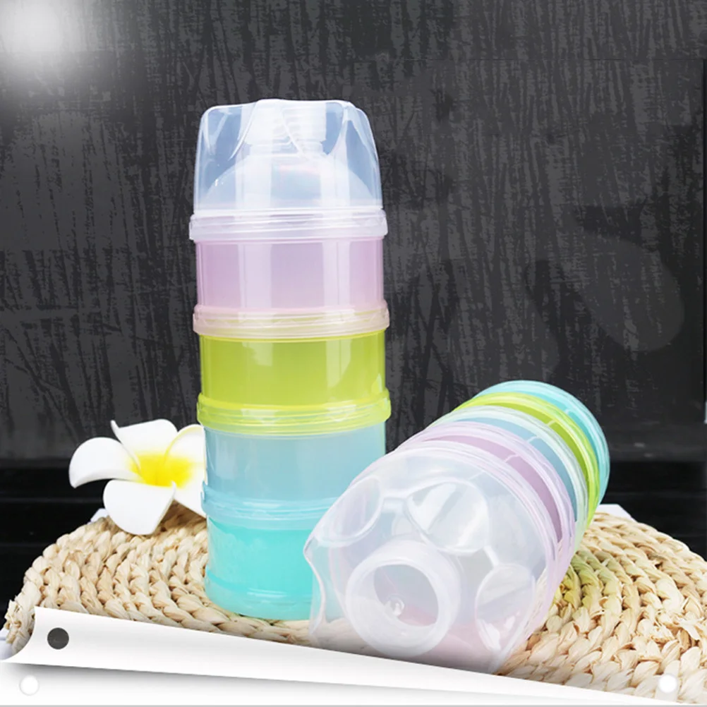 

4-Layer Milk Powder Dispenser Formula Storage Container Stackable with Easy Pour Spout No Lid for Baby