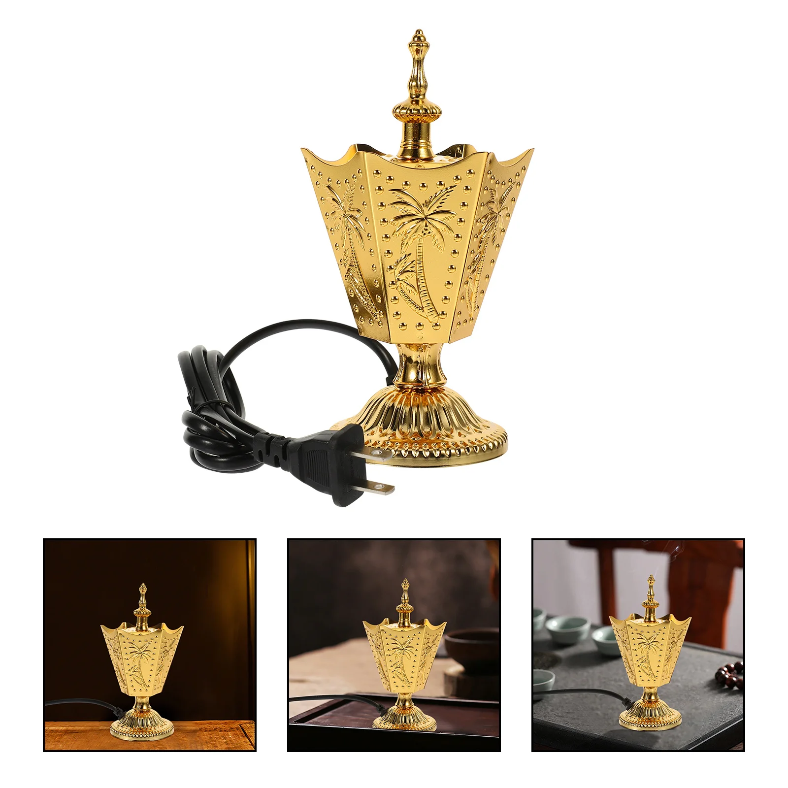 

Metal Incense Burner Copper Electric Censer Vintage Aroma Burner For Home Decor Living Space Incense Stove