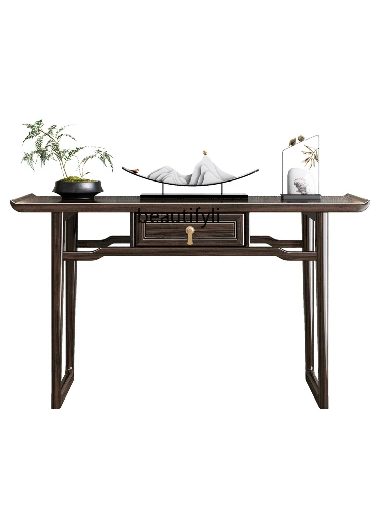 

A07 Solid Wood Entrance Cabinet Ugyen Wood Simple Living Room a Long Narrow Table Table against the Wall Console Tables