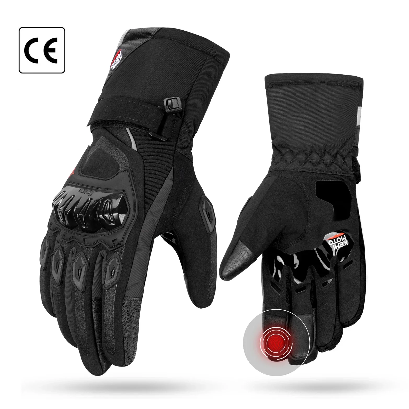 KEMiMOTO CE Motorradhandschuhe Winter Schwarz Guantes Moto Invierno Warm Touchscreen Wasserdicht Winddicht Schutzhandschuhe – Detail 20