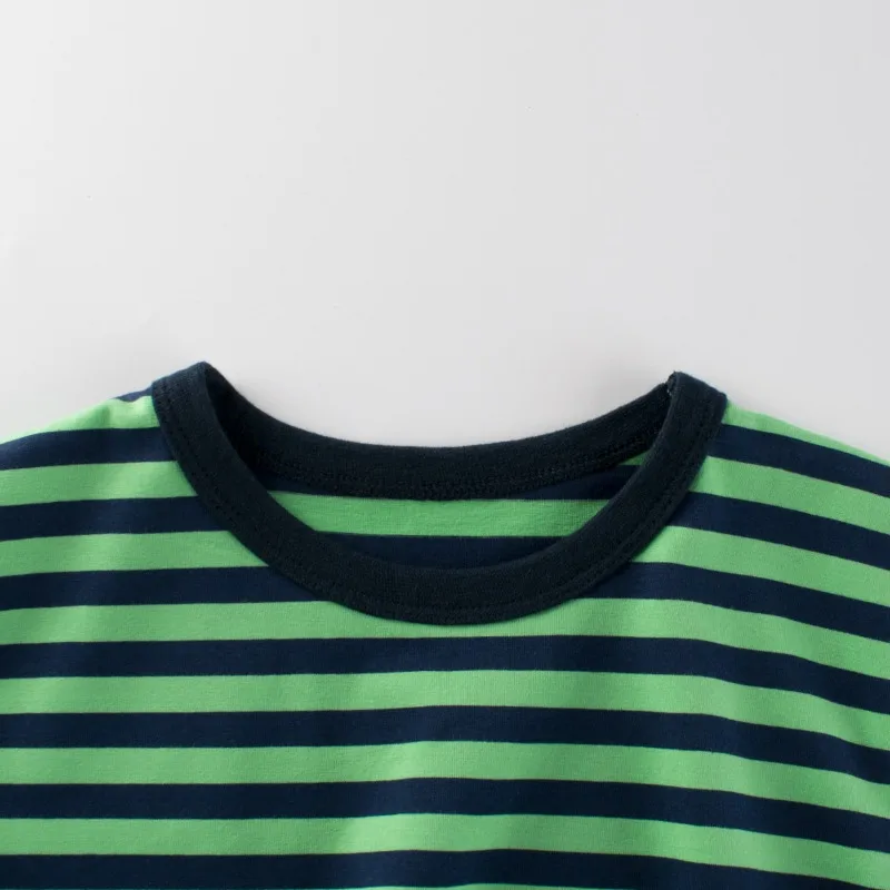 2024 Summer New Boys Striped T-Shirts Children\'s Clothing Casual Short Sleeve O-Neck Cotton Tops Tees Kids Clothes Drop Shipping