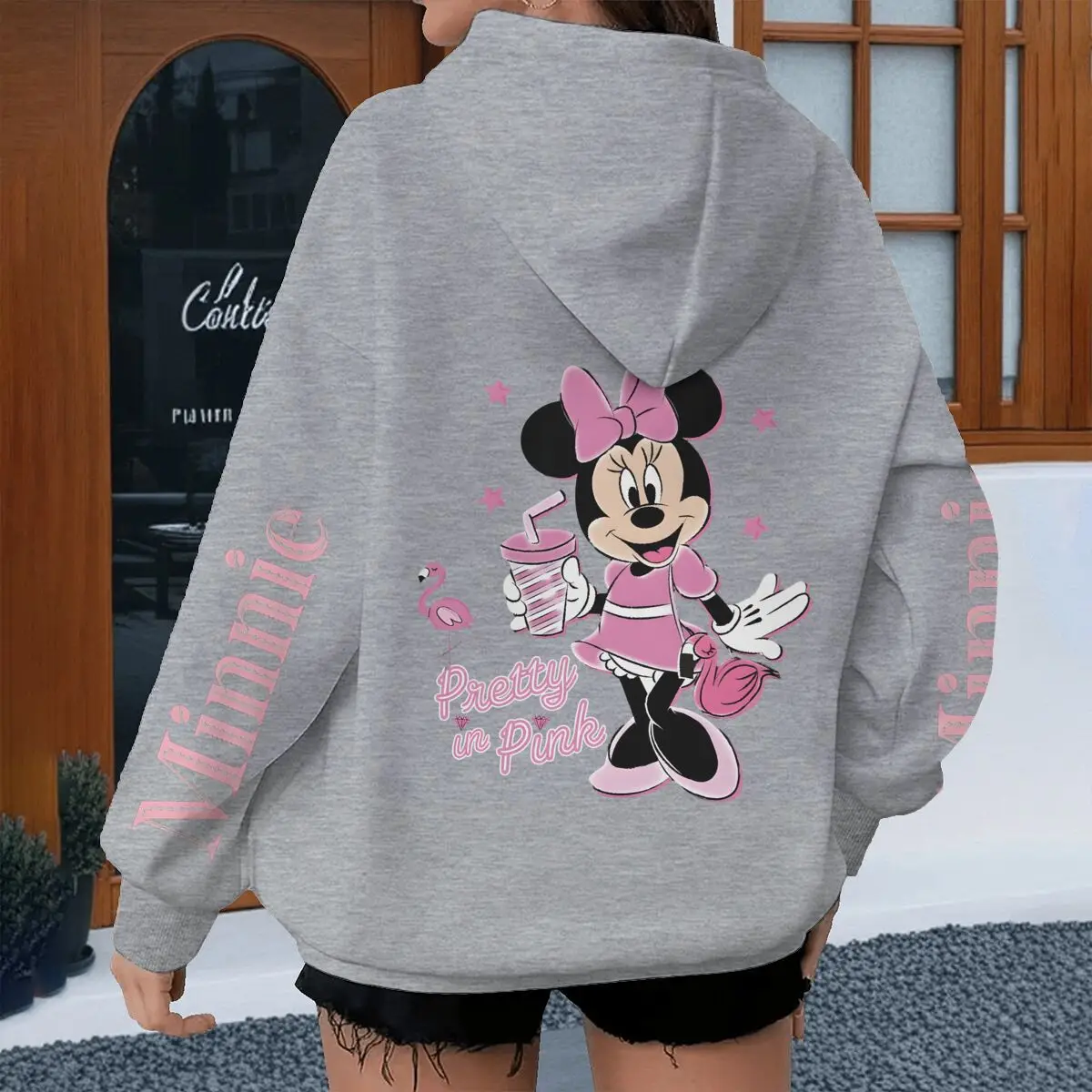 เสื้อฮู้ดลายมินนี่เมาส์ Y2K สำหรับฤดูใบไม้ผลิและฤดูใบไม้ร่วง ลายการ์ตูนมิกกี้เมาส์ เสื้อฮู้ดลำลองสำหรับผู้หญิง ดีไซน์อนิเมะ เสื้อฮู้ดสำหรับสาวๆ ของขวัญ