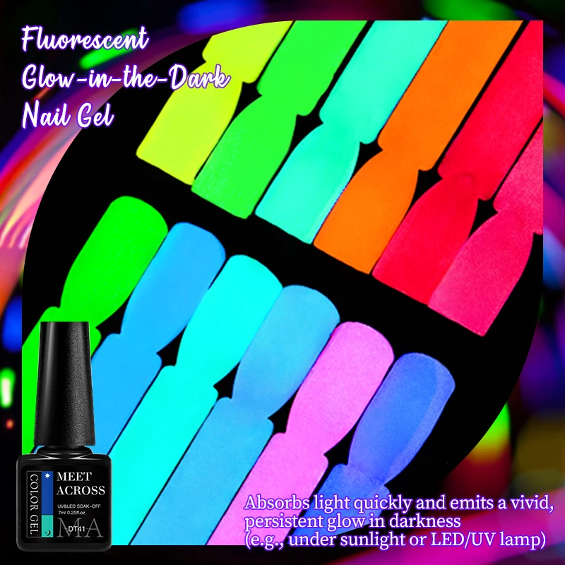 Fluorescent Glow-in-dark Gel Nail Polish Neon Color UV LED Nails Gel Soak Off Luminous Nail Art Gel For Summer Nail Supplies DIY