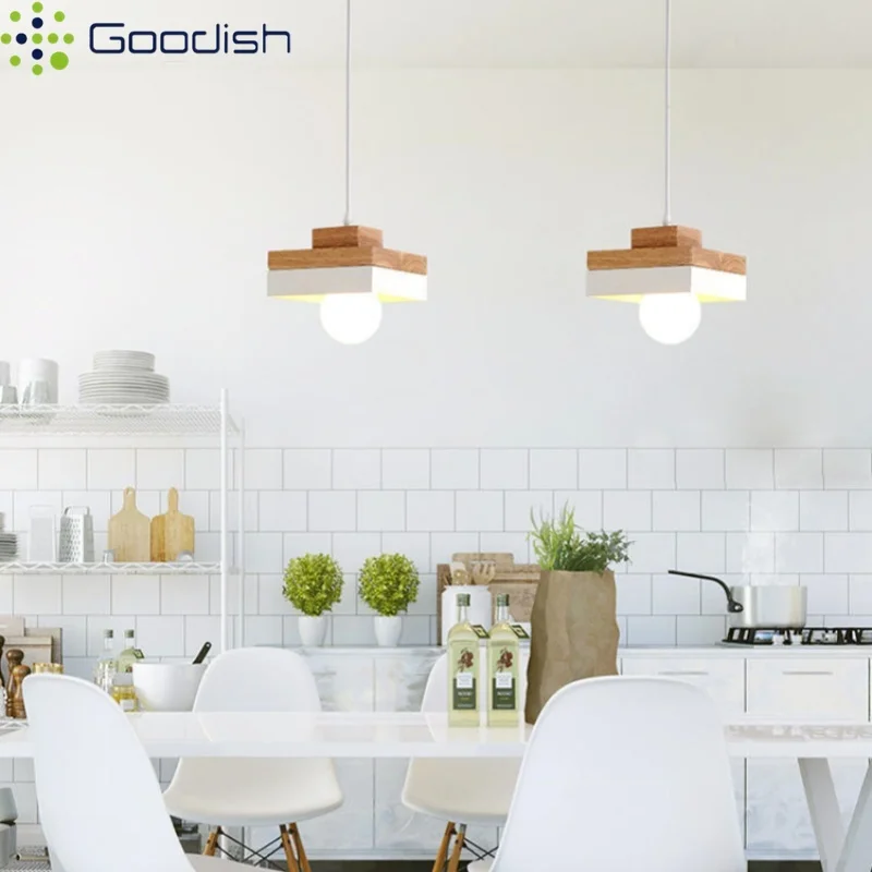 

Modern Minimalist Nordic Solid Wood Cube Shaped LED Pendant Lights Art Creative Lamps for Living Room Home Decoration Chandelier