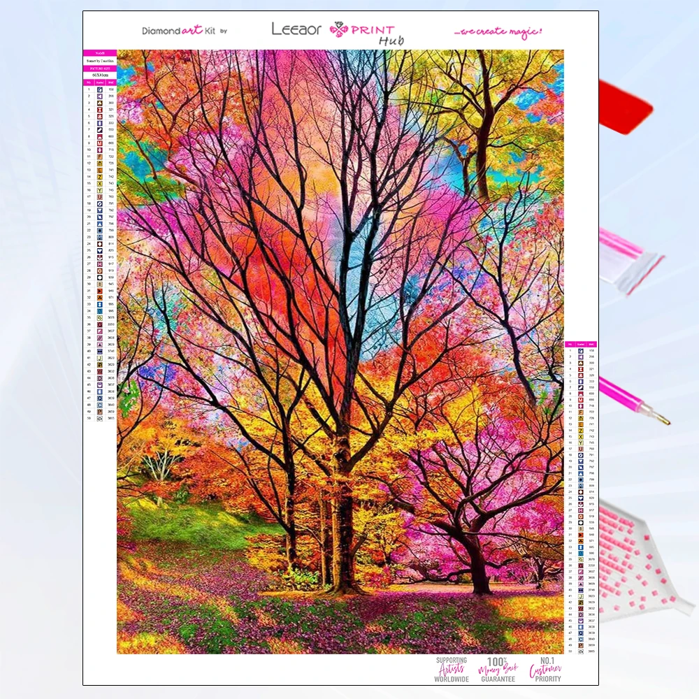 Landscape Diamond Painting Colorful Tree Full Diamond Mosaic Embroidery Cross Stitch Kits Color Home Decoration Handicraft Gifts