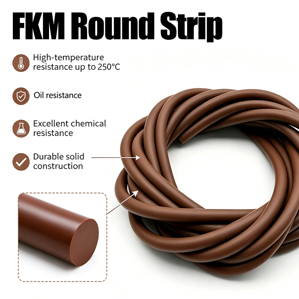 5M-20M Solid Brown FKM Vitons Round Strip Fluororubber O Ring Cord Oil Chemical Resist Seal Gasket Dia 1.5-8mm Car Door Seal
